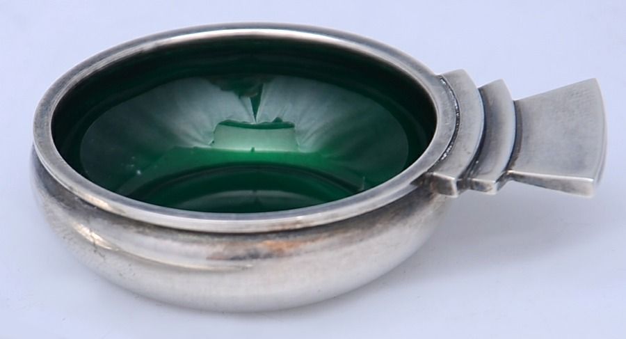 Pyramid (Sterling, 1927) Enameled Salt Cellar Individual by Georg Jensen (Denmark)-1