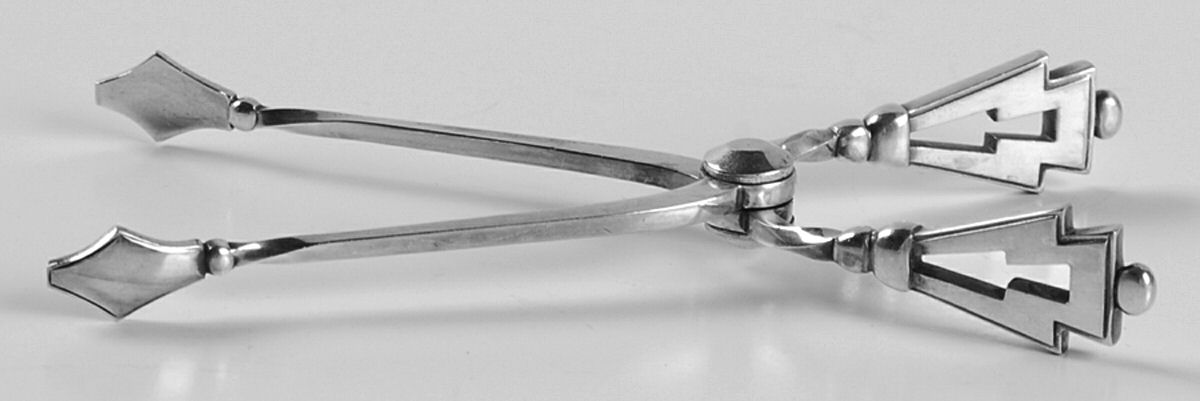 Pyramid (Sterling, 1927) Scissor Shape Sugar Tongs by Georg Jensen (Denmark)-1