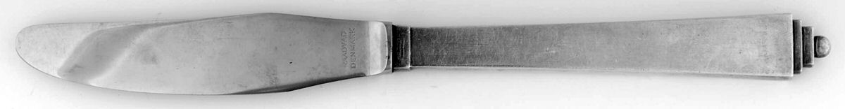 Pyramid (Sterling, 1927) Modern Long Handle Dinner Knife by Georg Jensen (Denmark)-1