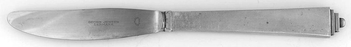 Pyramid (Sterling, 1927) Modern Long Handle Dinner Knife by Georg Jensen (Denmark)-1