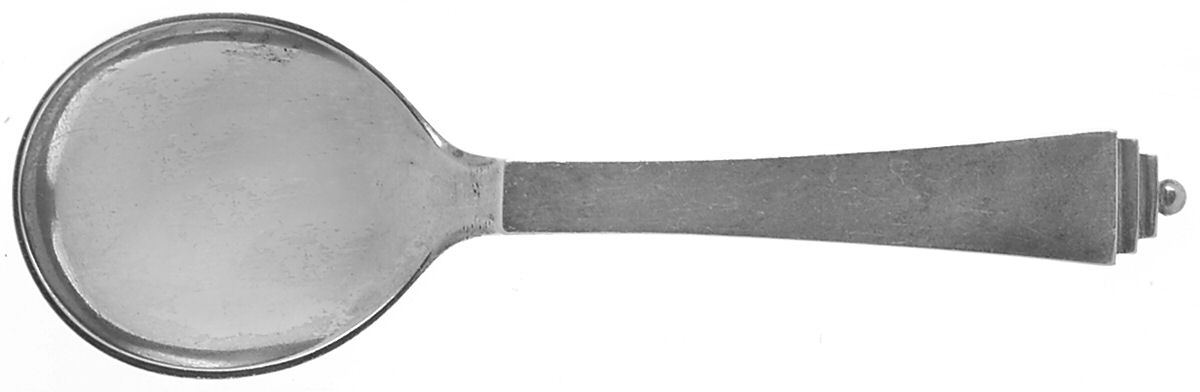 Pyramid (Sterling, 1927) Solid Compote Serving Spoon by Georg Jensen (Denmark)-1