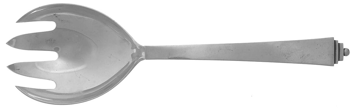Pyramid (Sterling, 1927) Small Solid Serving Fork by Georg Jensen (Denmark)-1