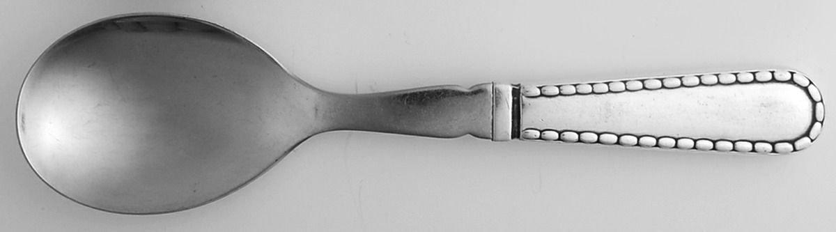 Rope (Sterling) Salad Serving Spoon Stainless Bowl Medium by Georg Jensen (Denmark)-1