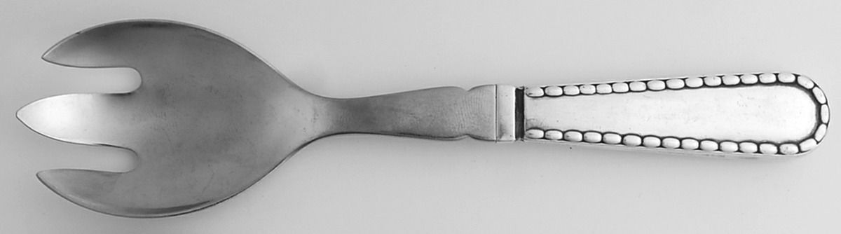 Rope (Sterling) Salad Serving Fork Stainless Prongs Medium by Georg Jensen (Denmark)-1