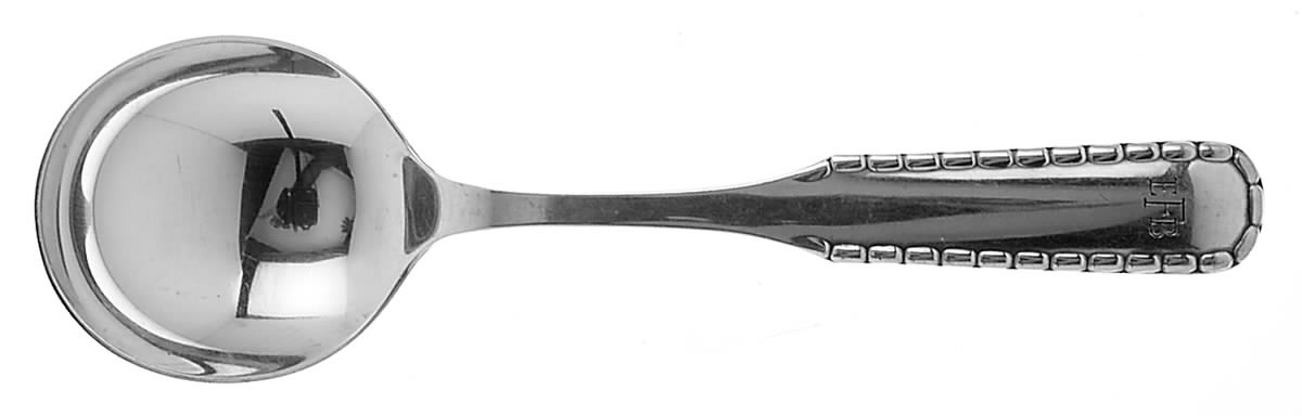 Rope (Sterling) Round Bowl Soup Spoon (Bouillon) by Georg Jensen (Denmark)-1