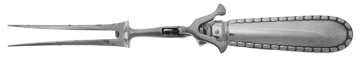 Rope (Sterling) Large Stainless-Prong Roast Carving Fork by Georg Jensen (Denmark)-1