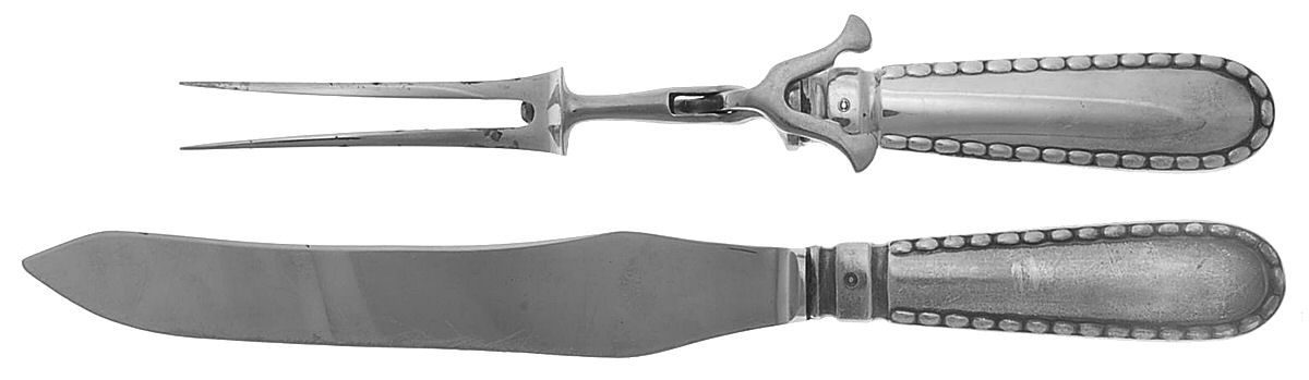 Rope (Sterling) Large 2-Piece Roast Carving Set w/Stainless Blade by Georg Jensen (Denmark)-1