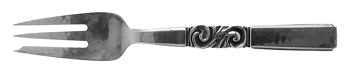 Scroll (Sterling, 1927) Pastry Fork by Georg Jensen (Denmark)-1