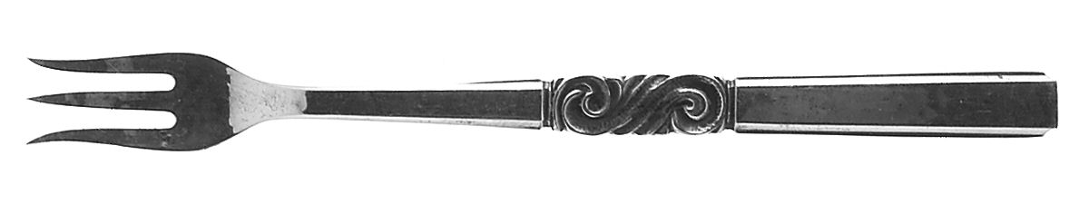 Scroll (Sterling, 1927) Oyster Fork by Georg Jensen (Denmark)-1