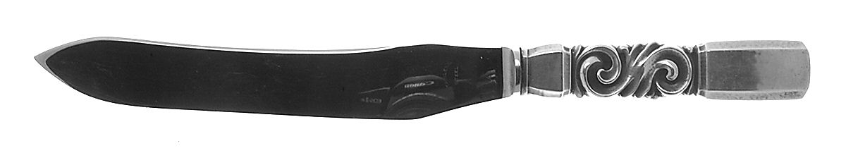 Scroll (Sterling, 1927) Small Steak Carving Knife with Stainless Blade by Georg Jensen (Denmark)-1