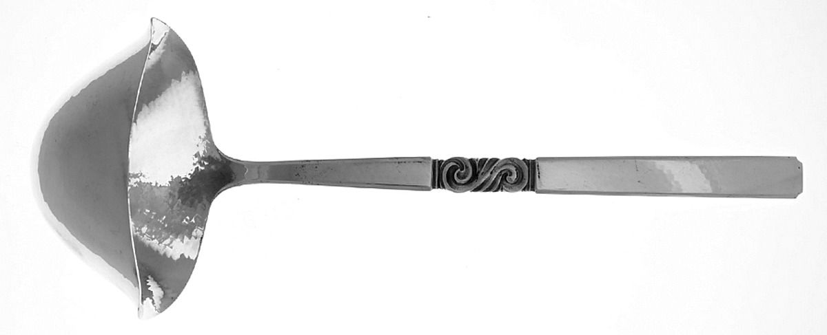 Scroll (Sterling, 1927) Punch Ladle Solid Piece by Georg Jensen (Denmark)-1