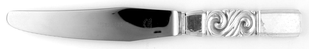 Scroll (Sterling, 1927) Modern Hollow Knife by Georg Jensen (Denmark)-1
