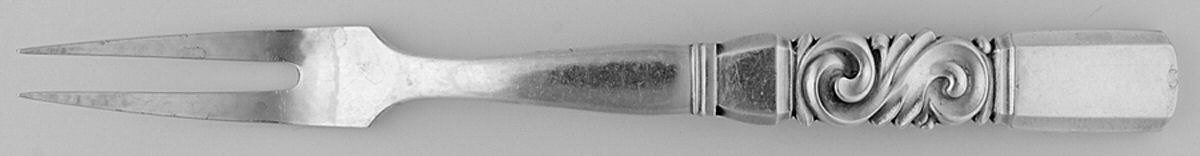 Scroll (Sterling, 1927) Large 2-Tine Cold Meat Serving Fork by Georg Jensen (Denmark)-1
