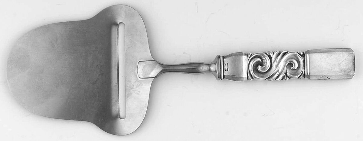 Scroll (Sterling, 1927) Cheese Plane with Stainless Plane by Georg Jensen (Denmark)-1