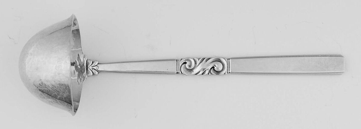 Scroll (Sterling, 1927) Large Cream Ladle, Solid Piece by Georg Jensen (Denmark)-1