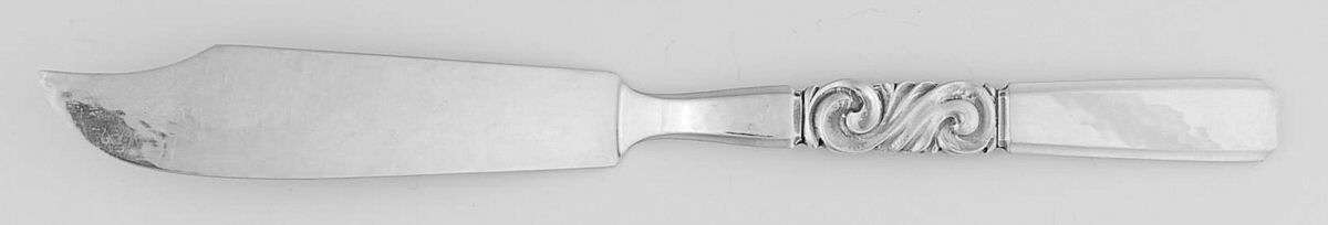 Scroll (Sterling, 1927) Individual Solid Fish Knife by Georg Jensen (Denmark)-1