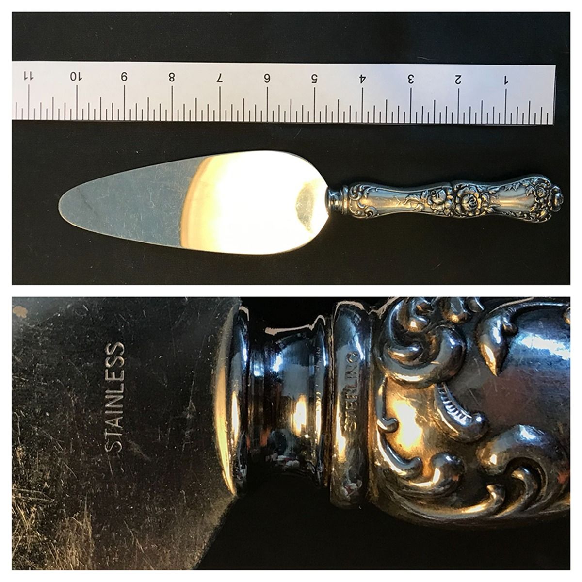 American Beauty (Sterling, 1896) Cheese Server with Stainless Blade by George W Shiebler-1