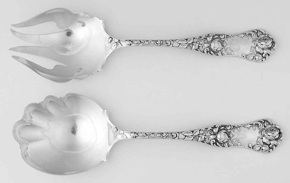 American Beauty (Sterling, 1896) (2 Pc) Solid Salad Set by George W Shiebler-1