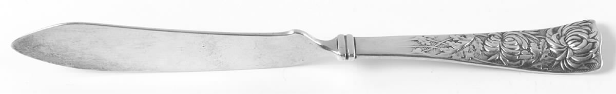Chrysanthemum (Sterling, 1885) Flat Twisted Handle Master Butter Knife by George W Shiebler-1