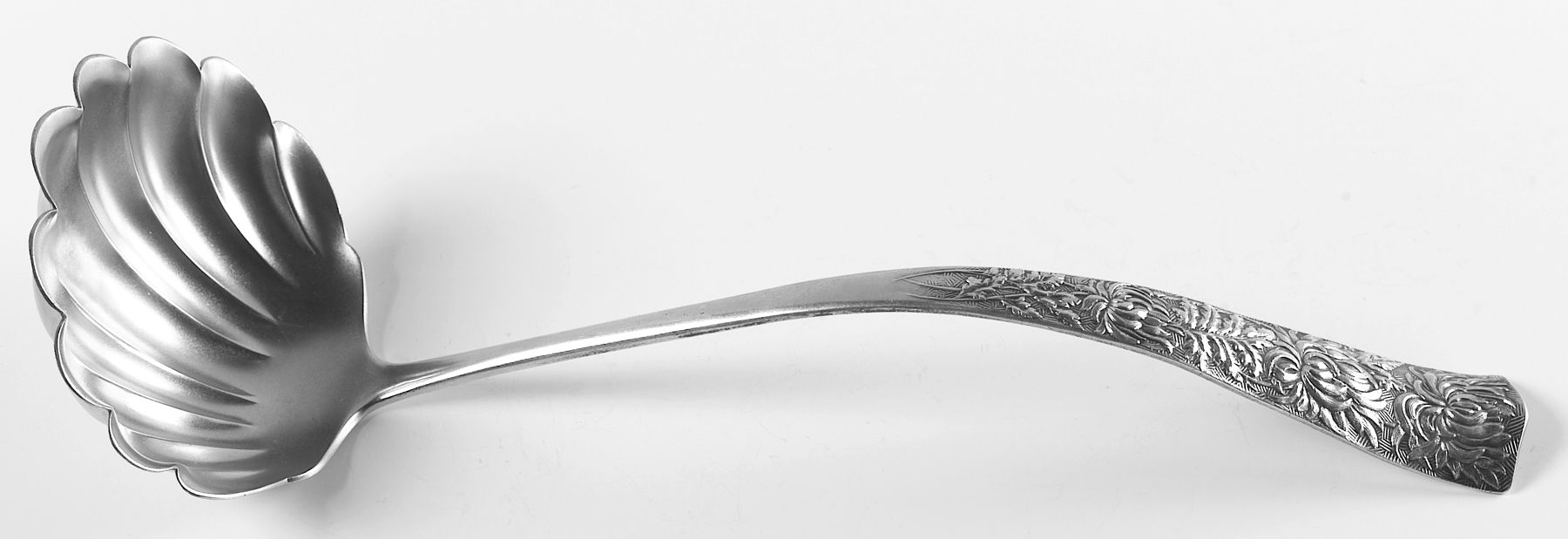 Chrysanthemum (Sterling, 1885) Large Solid Soup Ladle by George W Shiebler-1