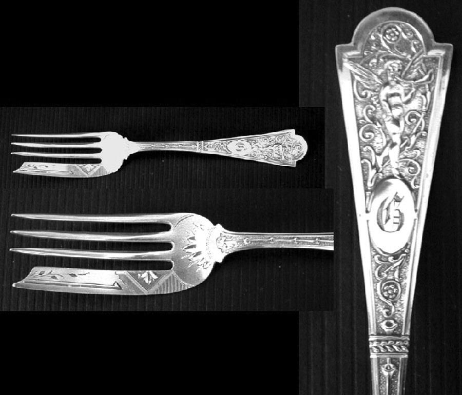 Cupid (Sterling, 1898) Solid Youth Tea Fork by George W Shiebler-1