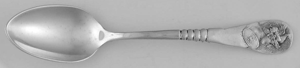 Medallion-F (Sterling, 1890) Monogram Demitasse Spoon by George W Shiebler-1