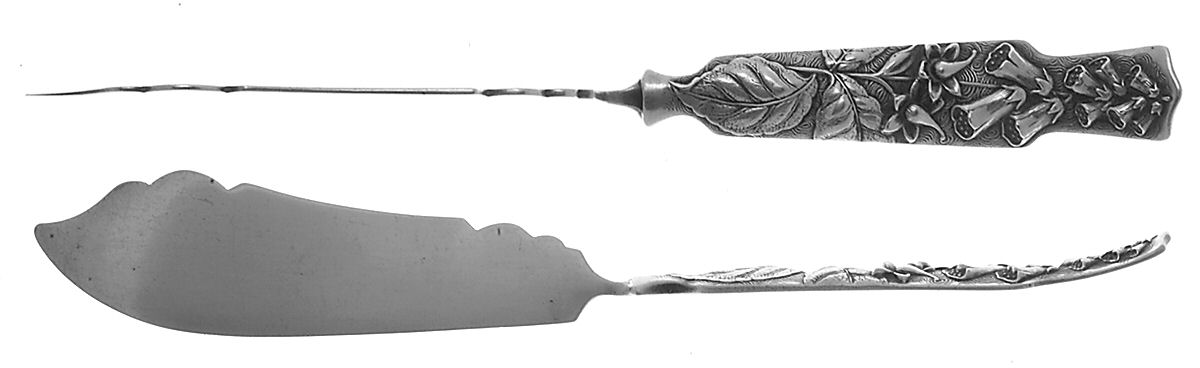Flora (Sterling, 1887) Flat Twisted Handle Master Butter Knife by George W Shiebler-1