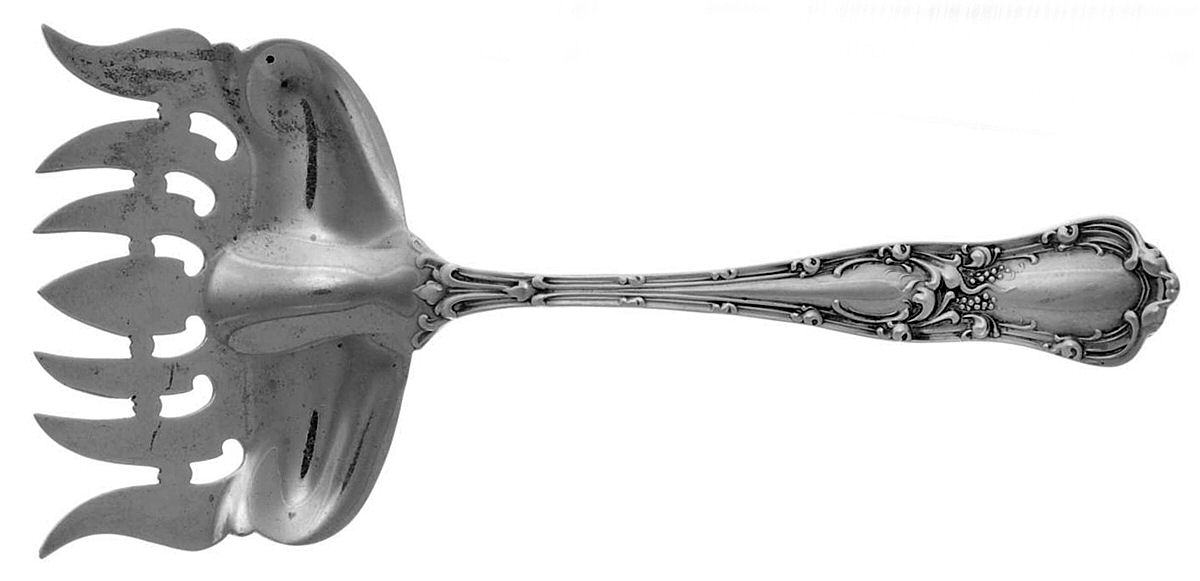 Gothic (Sterling, 1890) Small Solid Tined Sardine Serving Fork by George W Shiebler-1