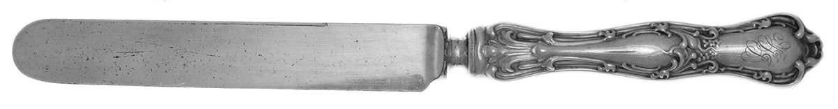 Gothic (Sterling, 1890) Blunt Hollow Table Knife with Bolster & Monogram by George W Shiebler-1