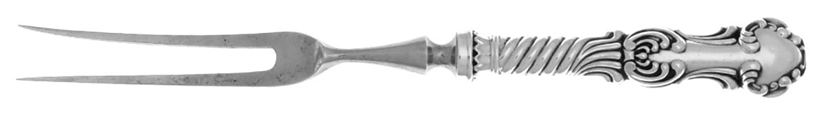 Louvre (Sterling, 1890) Small Steak Carving Fork with Stainless Prongs by George W Shiebler-1