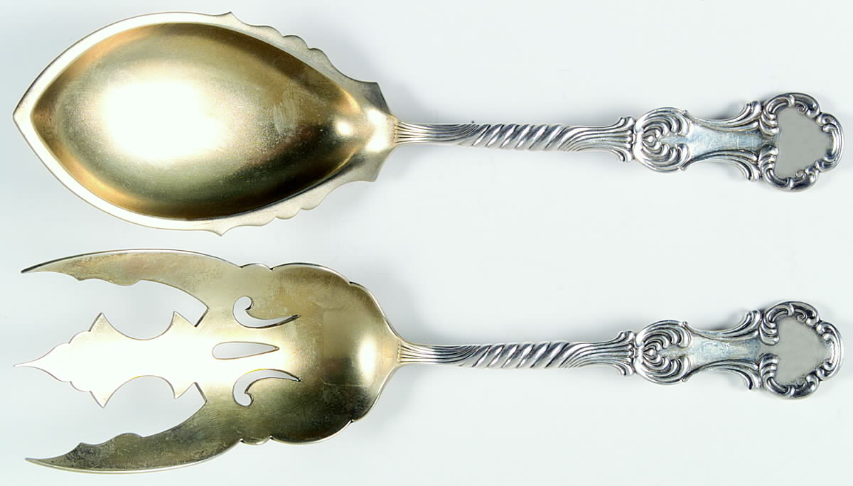 Louvre (Sterling, 1890) (2 Pc) Solid Salad Set by George W Shiebler-1