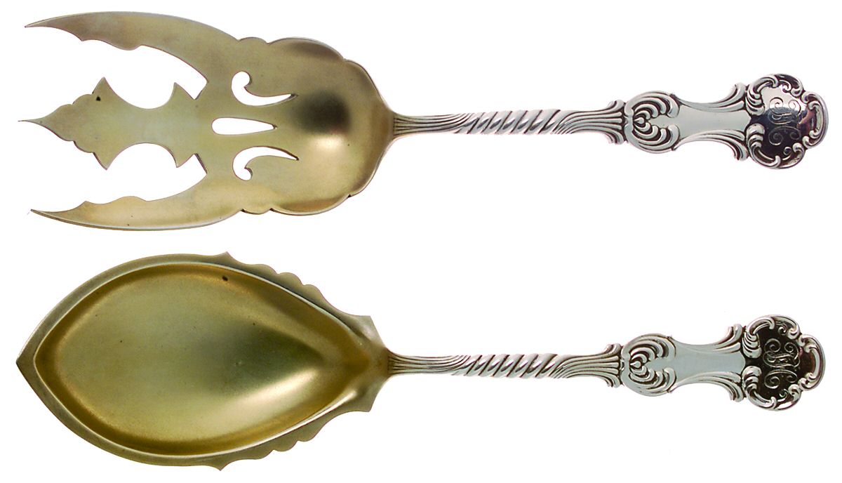 Louvre (Sterling, 1890) Solid 2-Piece Vegetable Serving Set by George W Shiebler-1