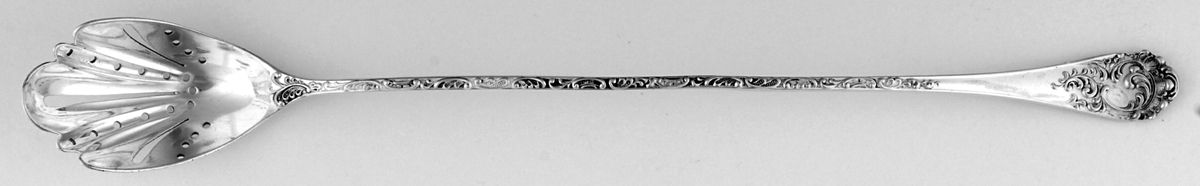 Maintenon (Sterling, 1895) Pierced Bowl Long Handle Olive Spoon by George W Shiebler-1