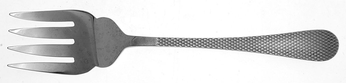 English Abbey (Stainless) Small Solid Cold Meat Serving Fork by Gentry Silver-1