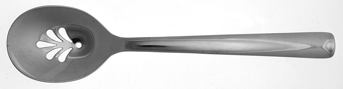 Merit (Stainless, Glossy Finish) Large Solid Pierced Serving Spoon by Ginkgo-1