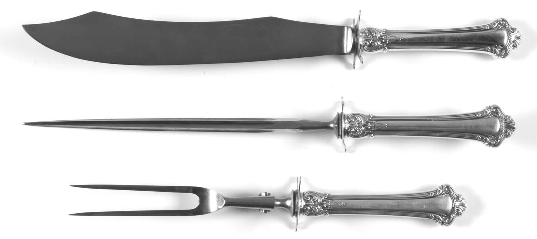 Albemarle (Sterling, 1894-1912) Large 3-Piece Roast Carving Set w/ Stainless Blade by Gorham Silver-1