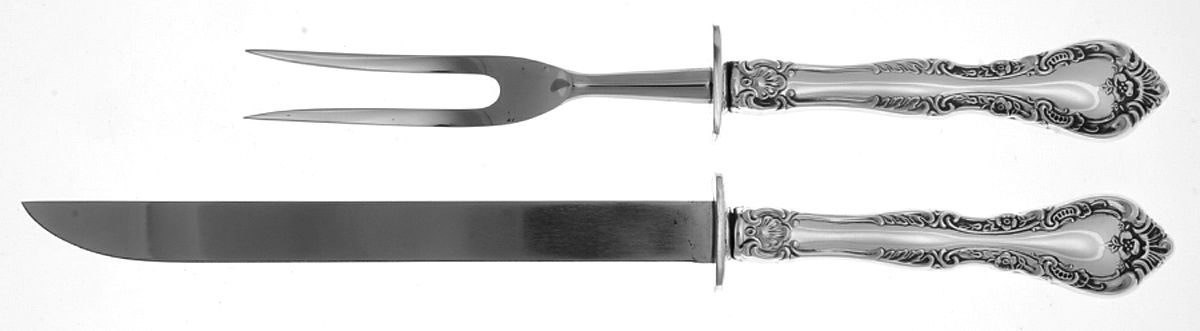 Alencon Lace (Sterling, 1965) Small 2-Piece Steak Carving Set w/Stainless Blade by Gorham Silver-1