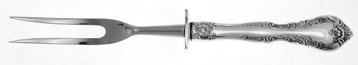 Alencon Lace (Sterling, 1965) Small Steak Carving Fork with Stainless Prongs by Gorham Silver-1