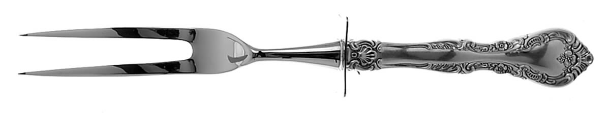 Alencon Lace (Sterling, 1965) Small Steak Carving Fork with Stainless Prongs by Gorham Silver-1