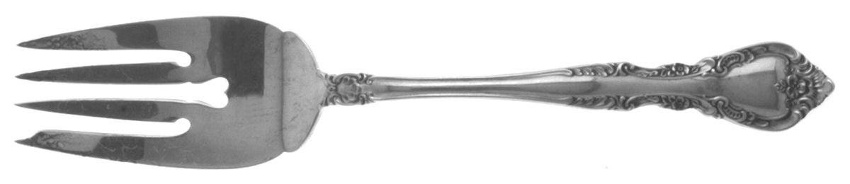 Alencon Lace (Sterling, 1965) Medium Solid Cold Meat Serving Fork by Gorham Silver-1