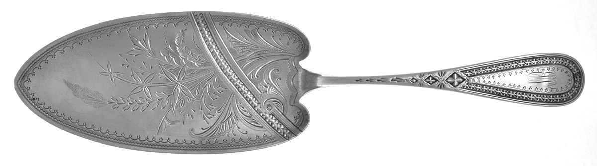 Antique-Engraved No. 1 (Sterling, 1880) Large Solid Bright Cut Pie Knife by Gorham Silver-1