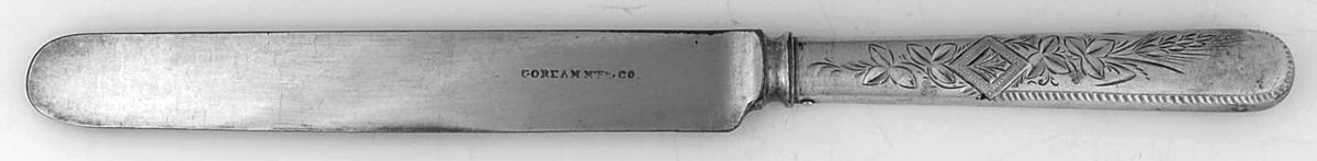 Antique-Engraved No. 8 (Sterling, 1880) Blunt Hollow Table Knife with Bolster by Gorham Silver-1
