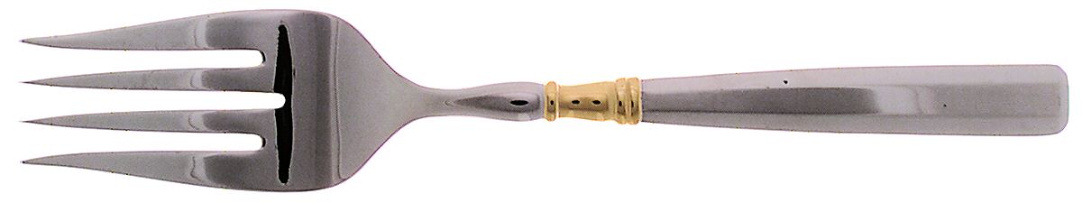 Ariana-Gold (Stainless, Gold Accent) Medium Solid Cold Meat Serving Fork by Gorham Silver-1