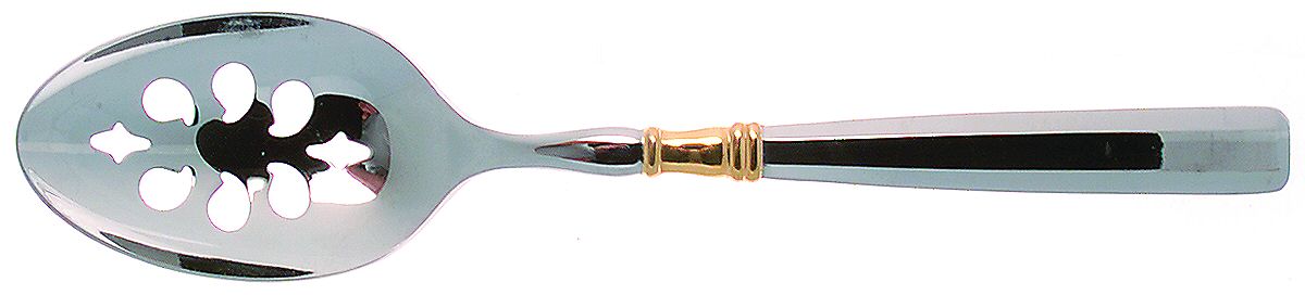 Ariana-Gold (Stainless, Gold Accent) Pierced Tablespoon (Serving Spoon) by Gorham Silver-1