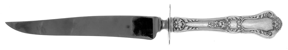 Baronial-Old (Sterling, 1898, No Monograms) Large Stainless Blade Roast Carving Knife by Gorham Silver-1