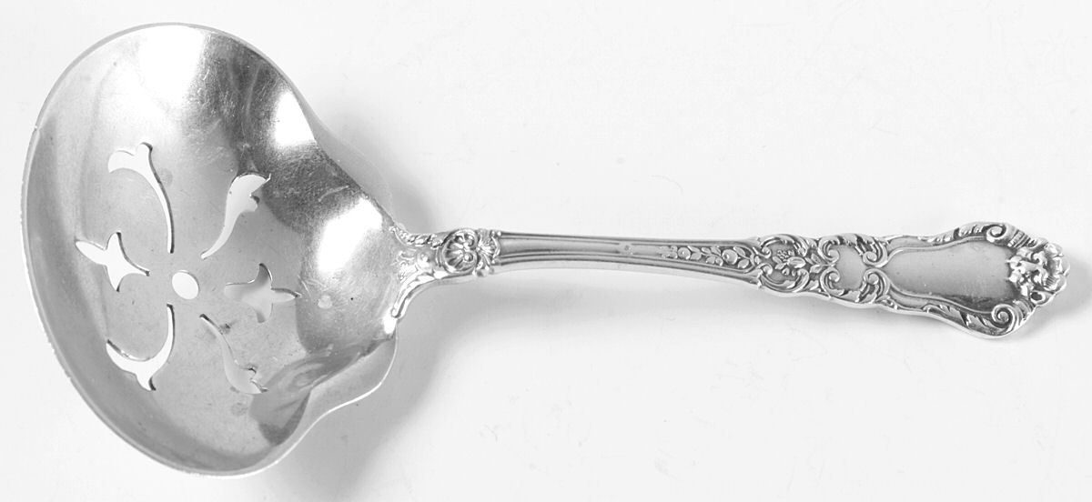 Baronial-Old (Sterling, 1898, No Monograms) Solid Bon Bon Spoon with Pierced Bowl by Gorham Silver-1