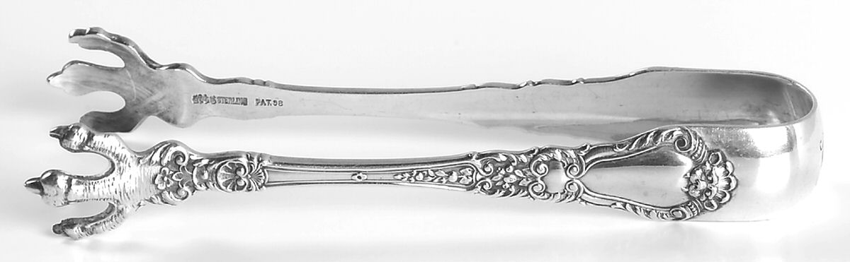 Baronial-Old (Sterling, 1898, No Monograms) Large Sugar Tongs by Gorham Silver-1
