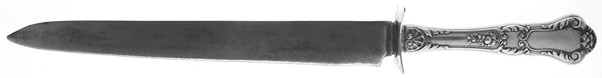 Baronial-Old (Sterling, 1898, No Monograms) Large Stainless Blade Roast Carving Knife by Gorham Silver-1
