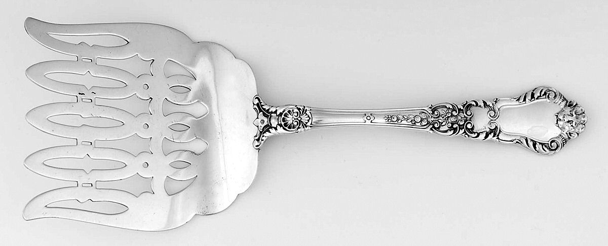 Baronial-Old (Sterling, 1898, No Monograms) Solid Attached Asparagus Server 5 Prong by Gorham Silver-1