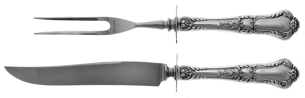 Baronial-Old (Sterling, 1898, No Monograms) Small Steak 2-Piece Carving Set w/Stainless Blade by Gorham Silver-1
